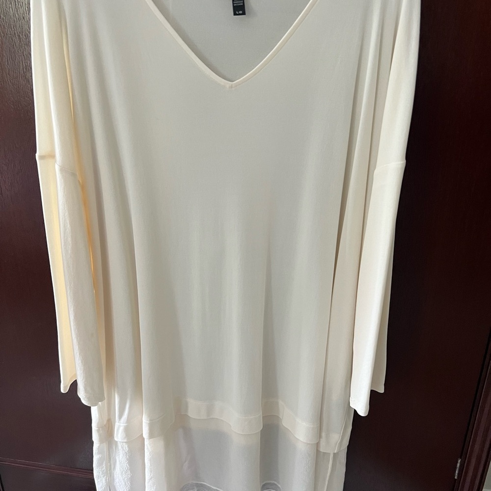 Eileen Fisher Cream V-Neck Tunic